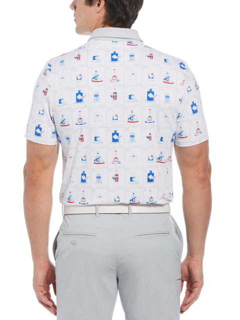 Pete's Flash Cards Print Short Sleeve Golf Polo Shirt (Bright White) 