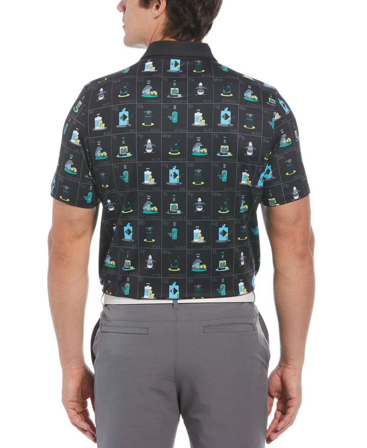 Pete's Flash Cards Print Short Sleeve Golf Polo Shirt (Caviar) 