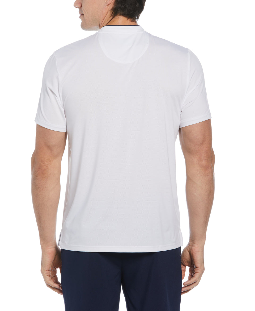 Piped Blade Collar Performance Short Sleeve Tennis Polo Shirt (Bright White) 