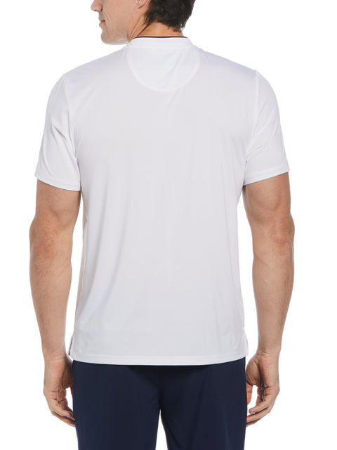 Piped Blade Collar Performance Short Sleeve Tennis Polo Shirt (Bright White) 