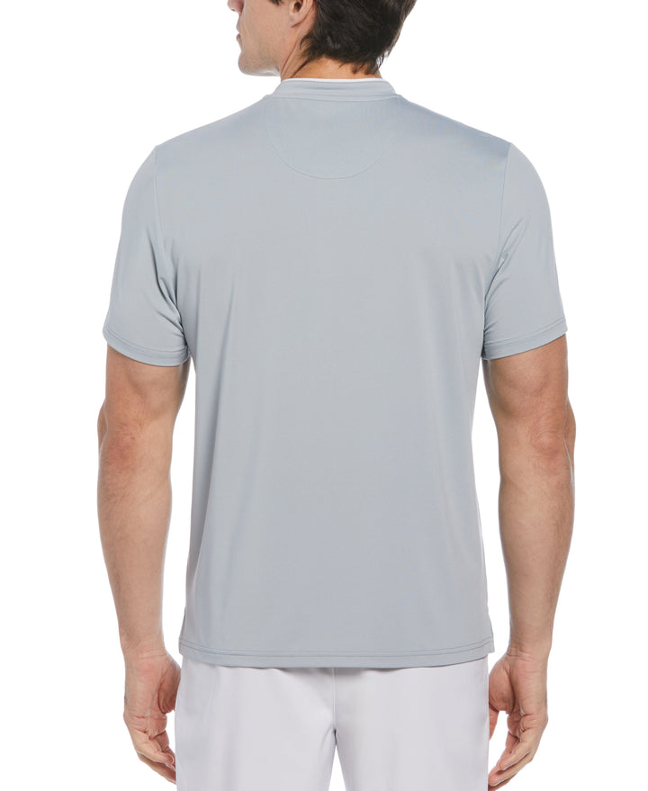 Piped Blade Collar Performance Short Sleeve Tennis Polo Shirt (Quarry) 