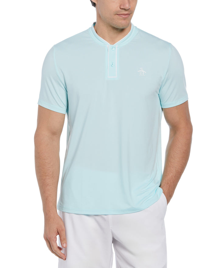 Piped Blade Collar Performance Short Sleeve Tennis Polo Shirt (Tanager Turquoise) 
