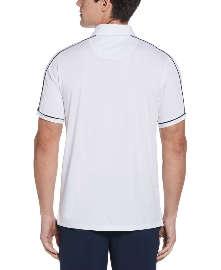 Piped Performance Quarter Zip Tennis Polo Shirt (Bright White) 
