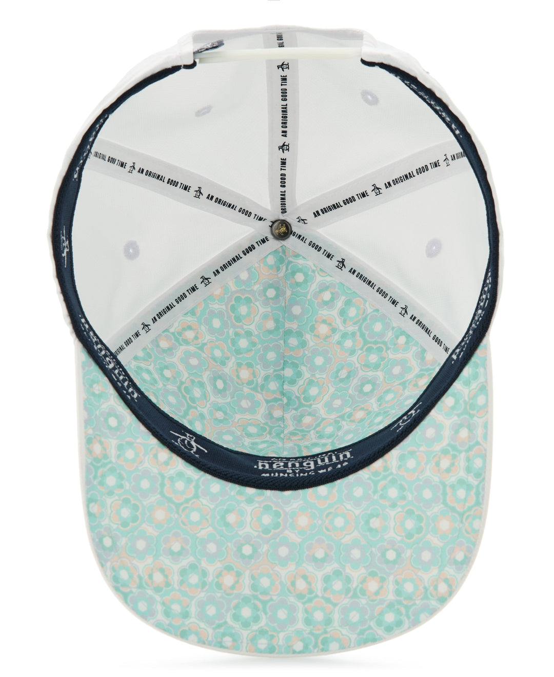 Polyester Retro Floral Pete Performance Cap (Bright White) 