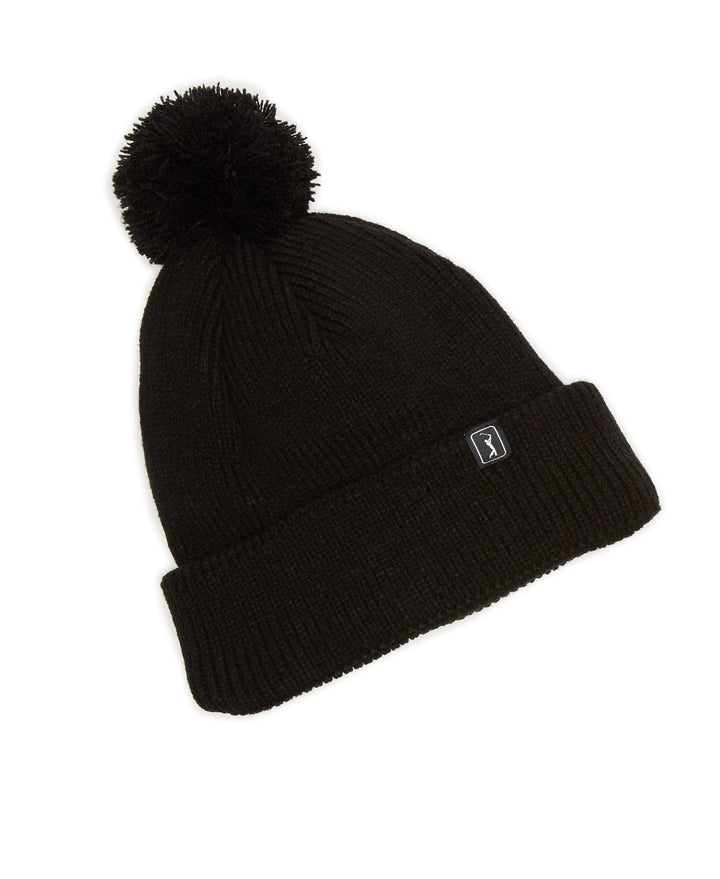 Pom Pom Beanie with Logo (Caviar) 
