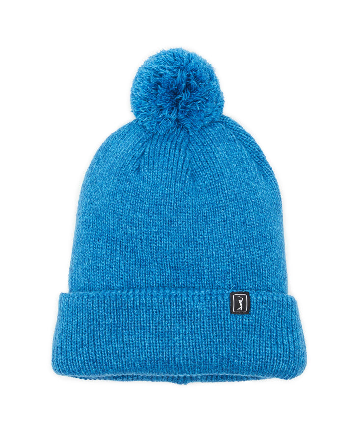 Pom Pom Beanie with Logo (Blue Grouper Htr) 