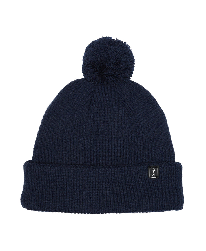 Pom Pom Beanie with Logo (Black Iris) 