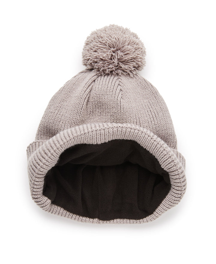 Pom Pom Beanie with Logo (Gargoyle) 