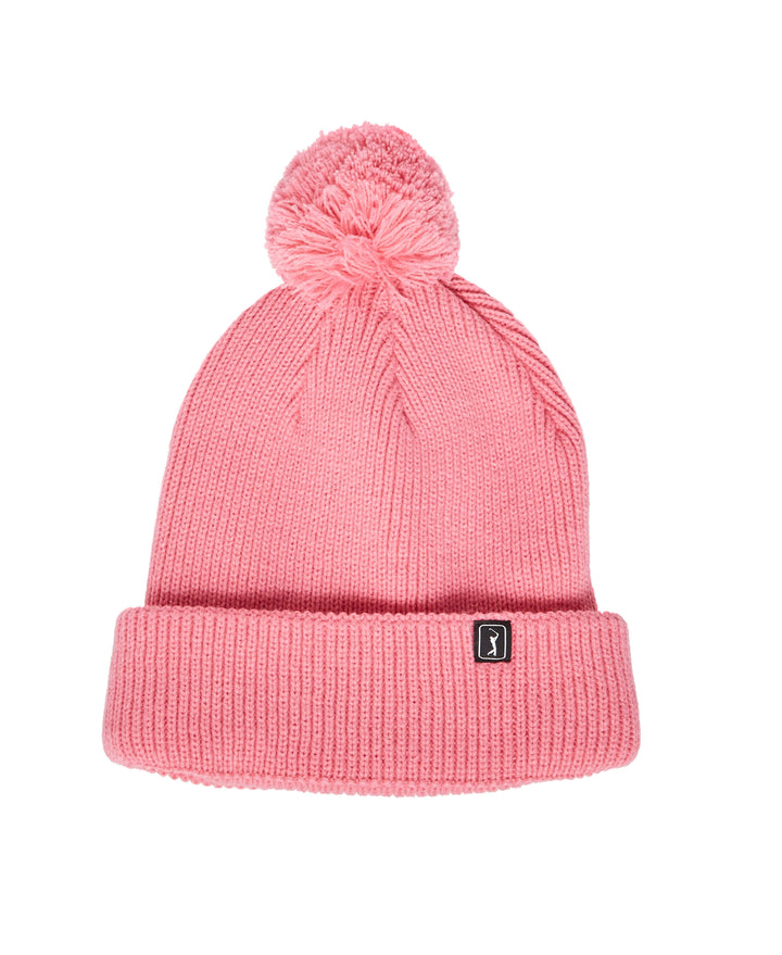 Pom Pom Beanie with Logo (Pink Carnation) 