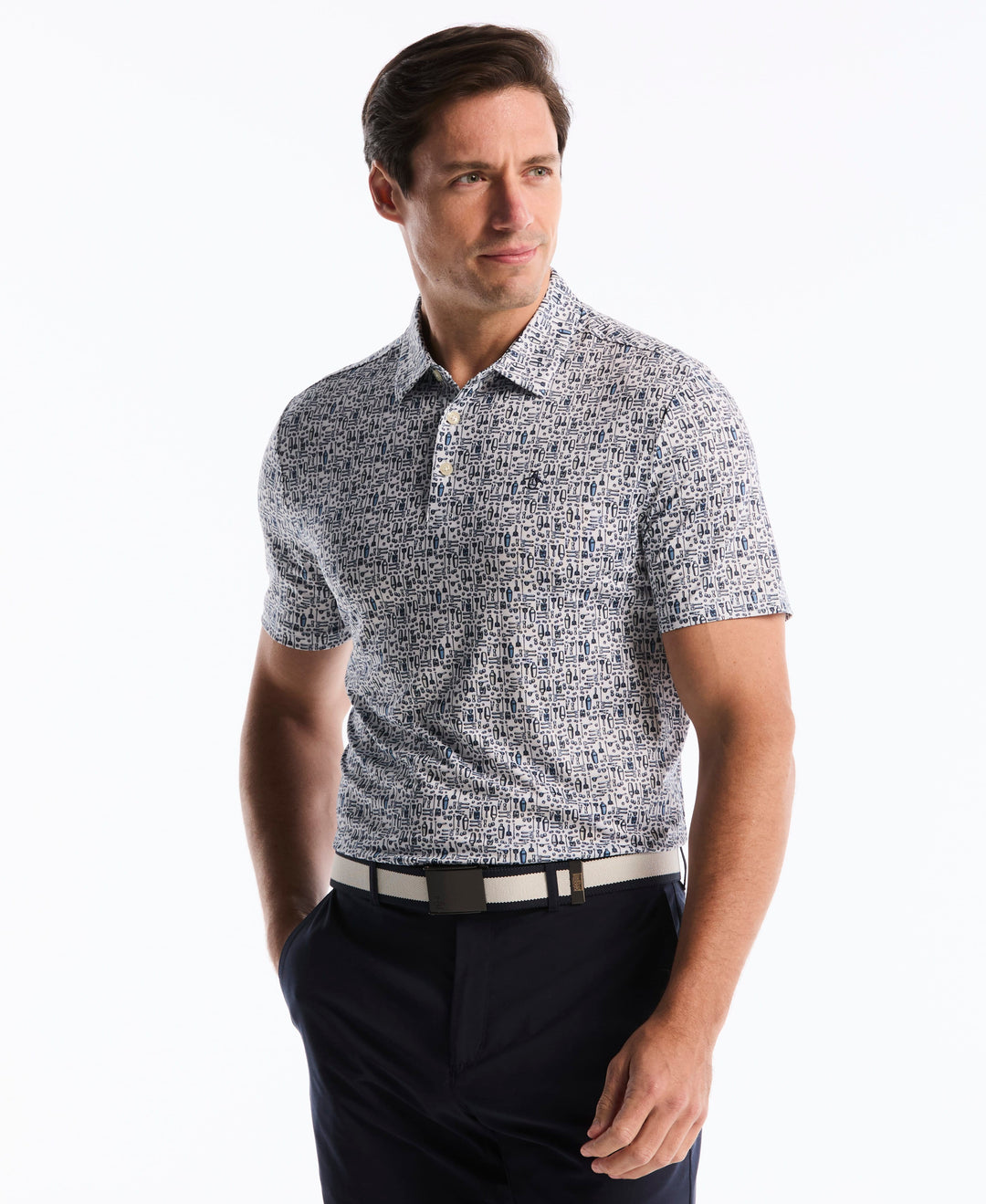 Printed Bartender Golf Polo (Bright White) 