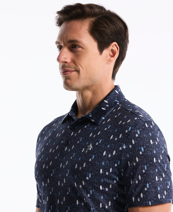 Printed Bartender Golf Polo (Black Iris) 
