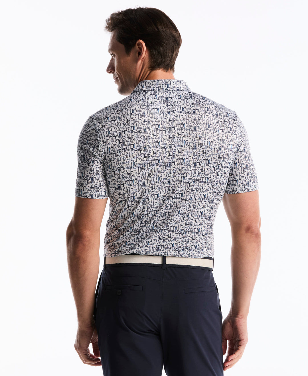 Printed Bartender Golf Polo (Bright White) 