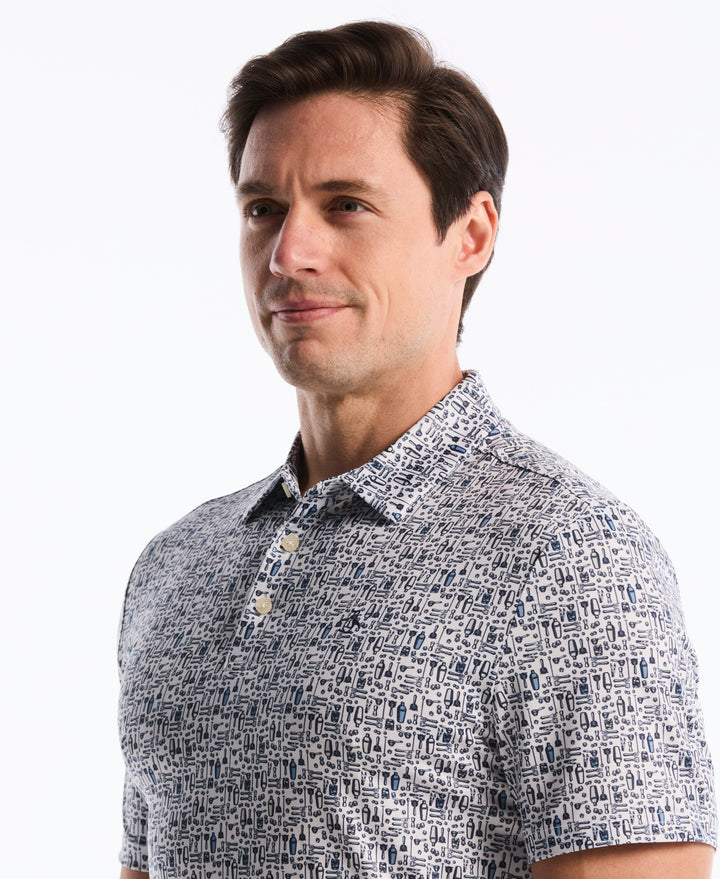 Printed Bartender Golf Polo (Bright White) 