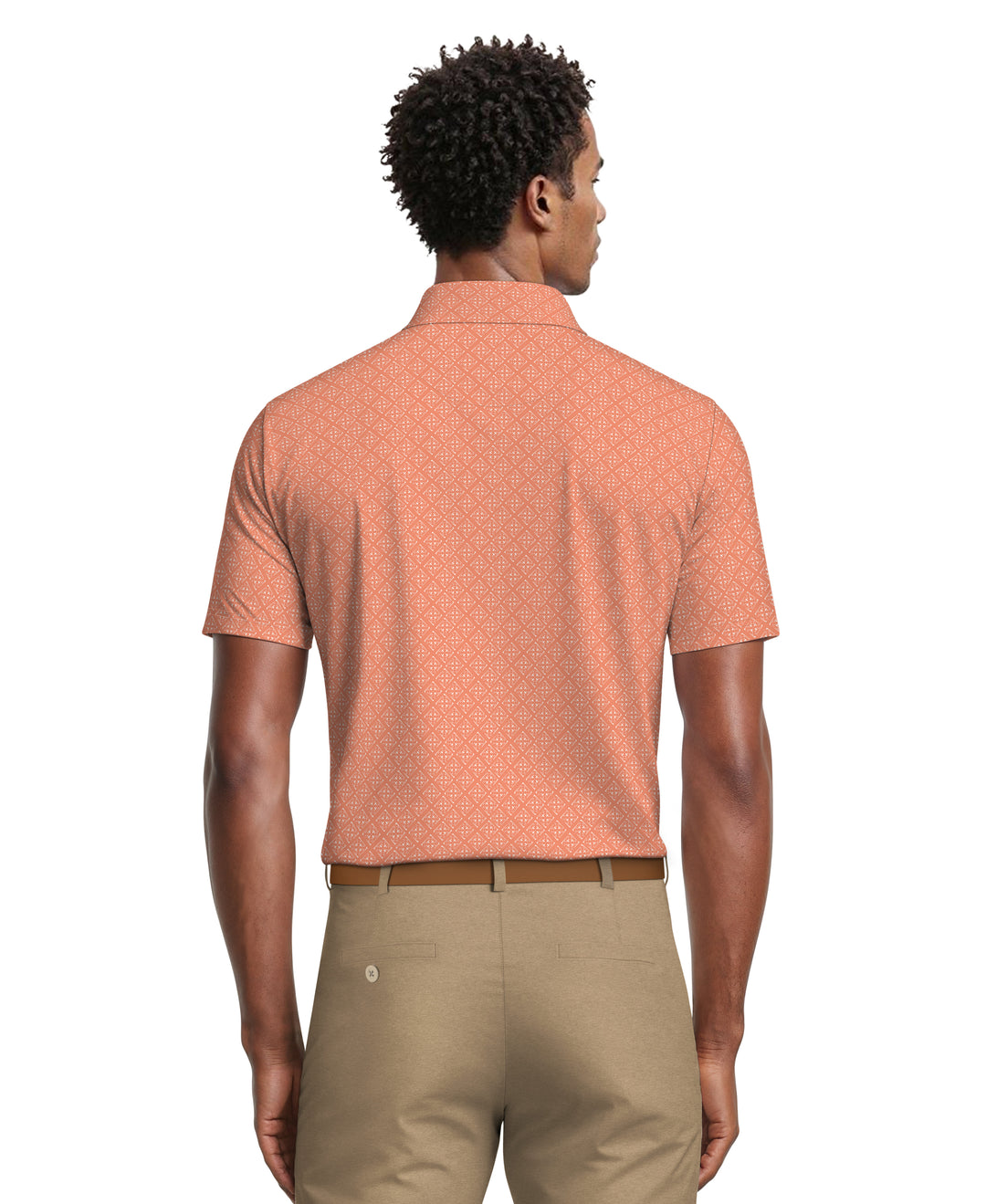 Men's Printed Geo Polo (Terra Cotta) 