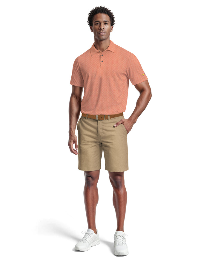 Men's Printed Geo Polo (Terra Cotta) 