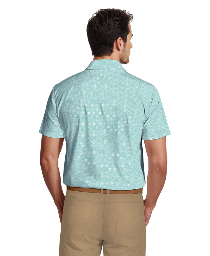 Men's Printed Geo Polo (Milky Blue) 