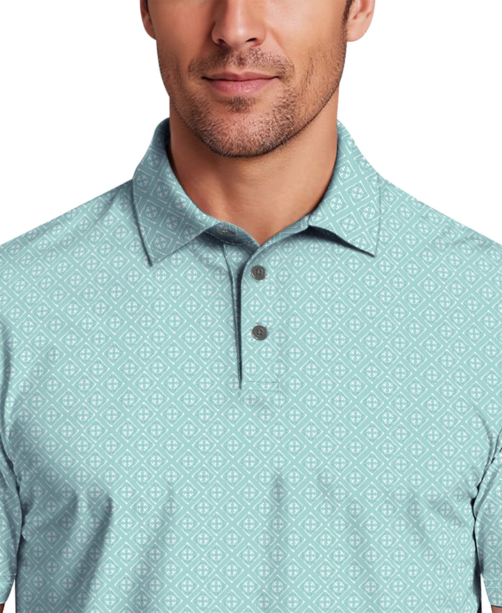 Men's Printed Geo Polo (Milky Blue) 