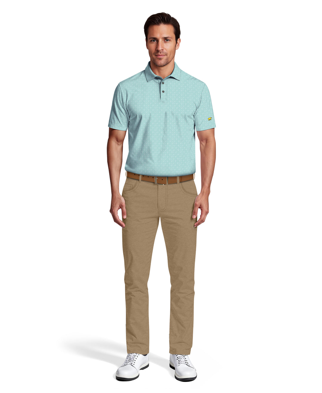 Men's Printed Geo Polo (Milky Blue) 