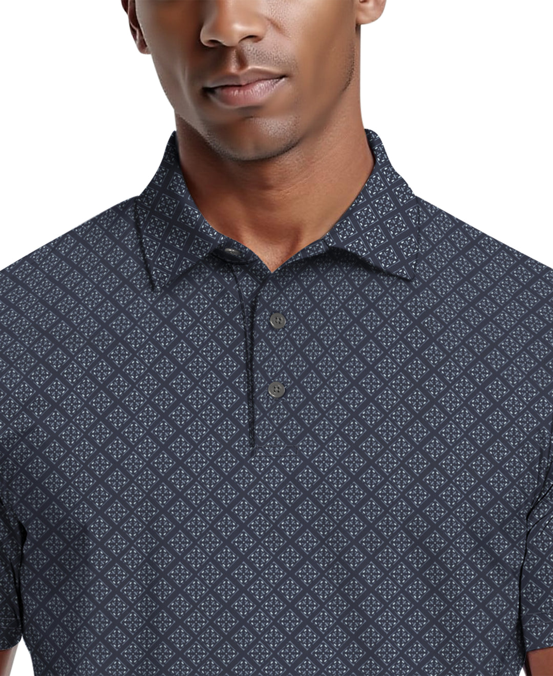 Men's Printed Geo Polo (Mood Indigo) 