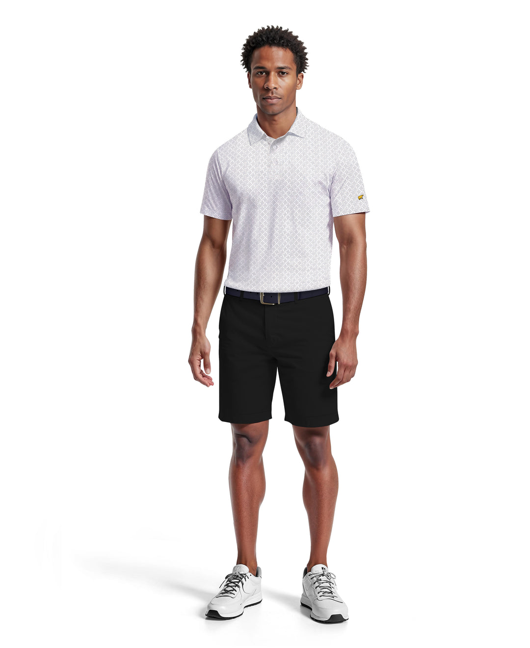 Men's Printed Geo Polo (Bright White) 