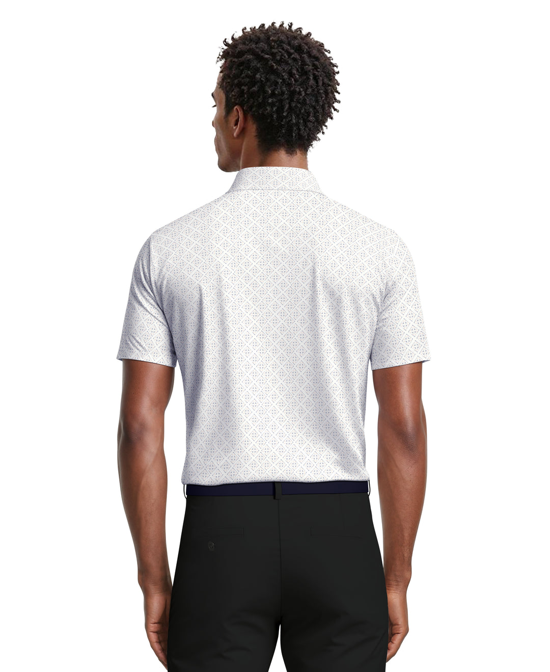 Men's Printed Geo Polo (Bright White) 