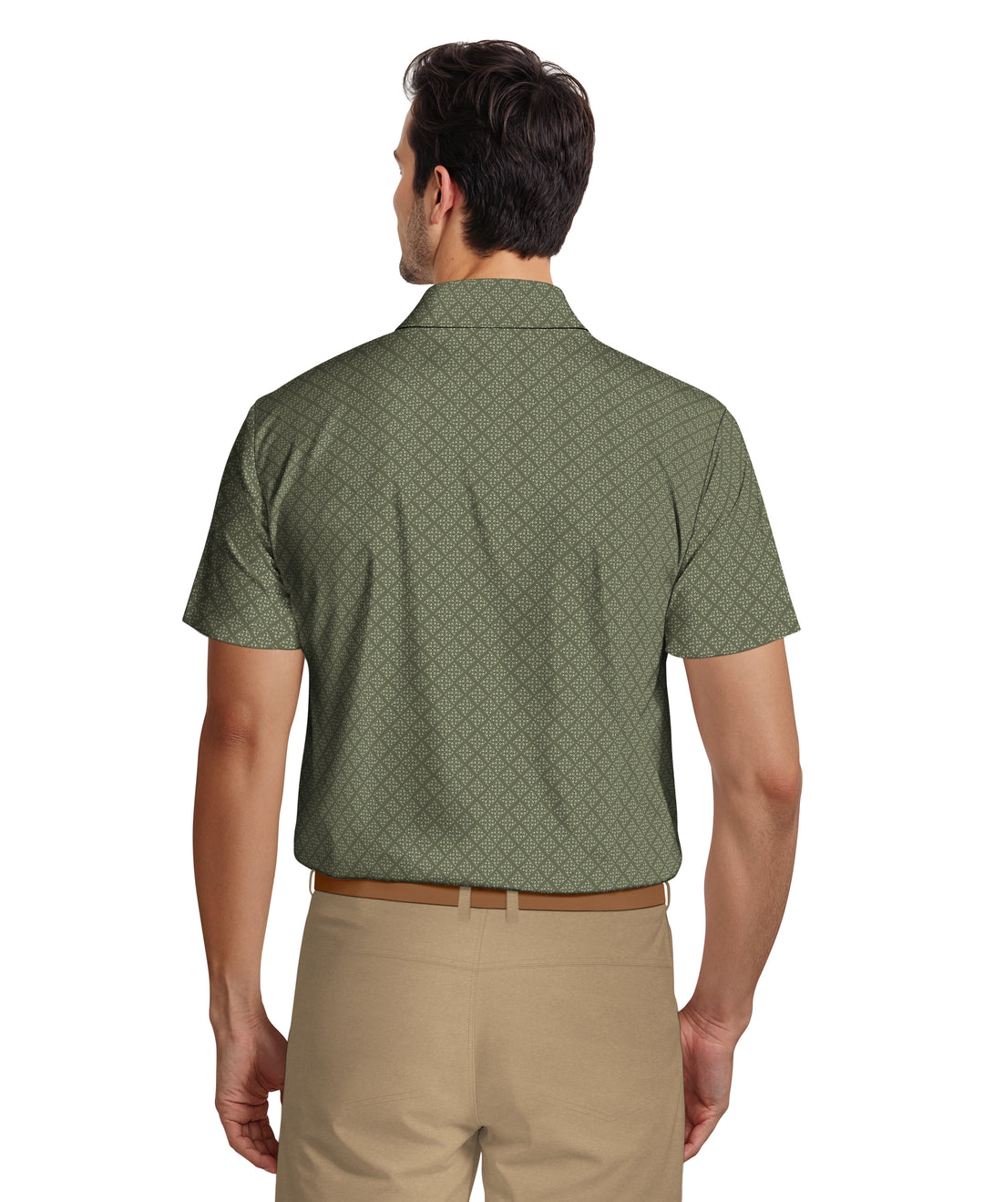 Men's Printed Geo Polo (Thyme) 