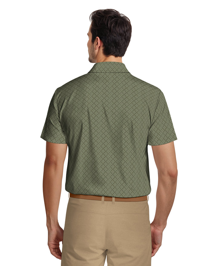 Men's Printed Geo Polo (Thyme) 