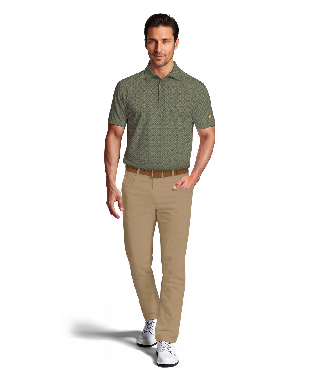 Men's Printed Geo Polo (Thyme) 