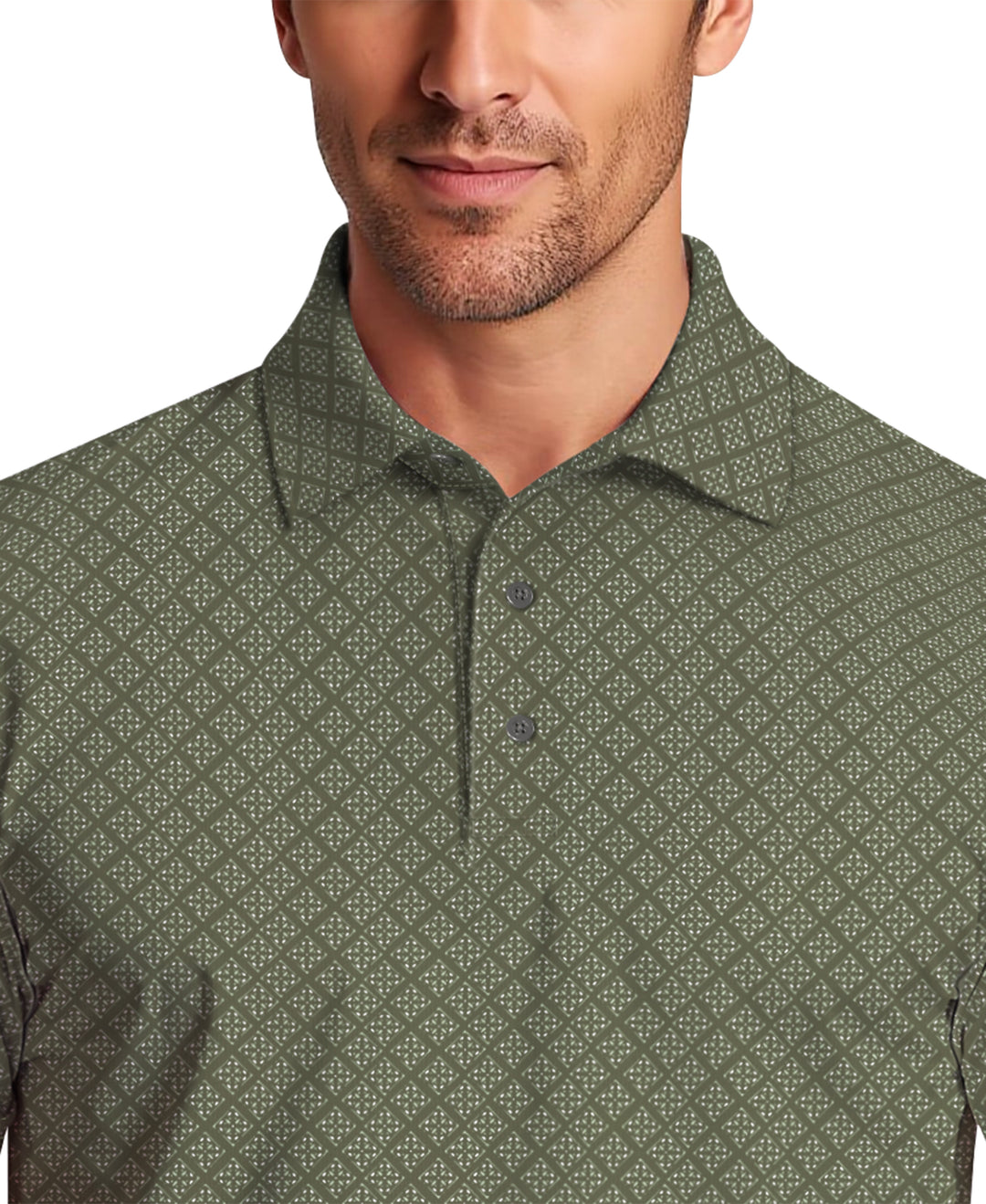 Men's Printed Geo Polo (Thyme) 