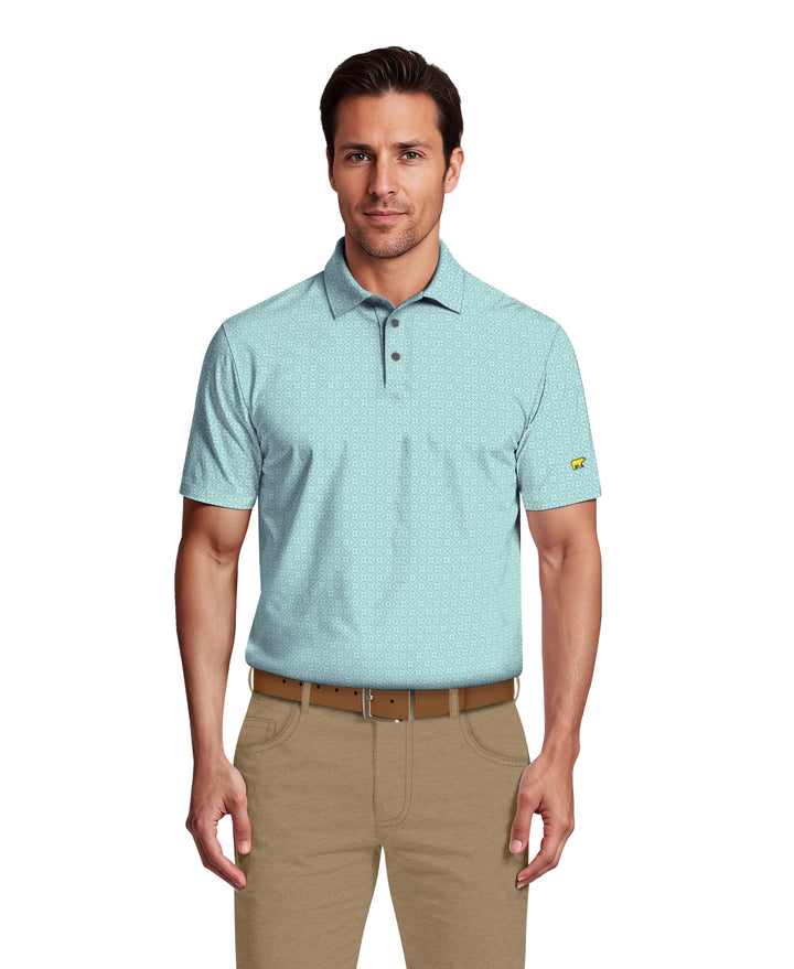 Men's Printed Geo Polo (Milky Blue) 