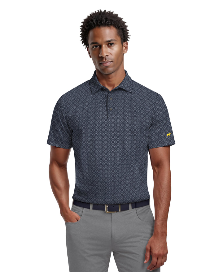 Men's Printed Geo Polo (Mood Indigo) 