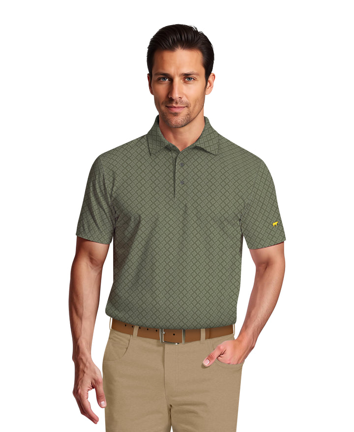 Men's Printed Geo Polo (Thyme) 