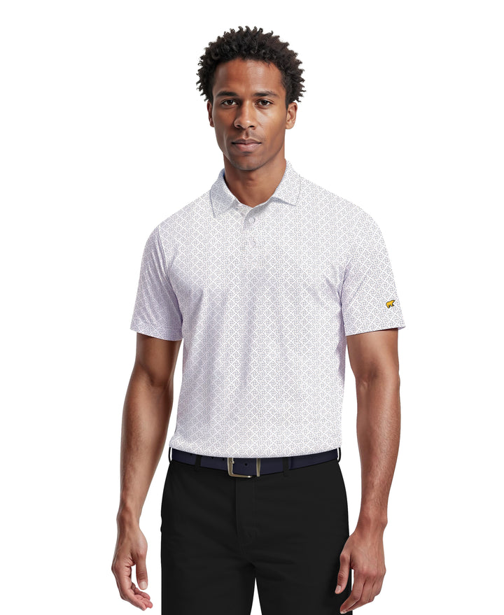 Men's Printed Geo Polo (Bright White) 