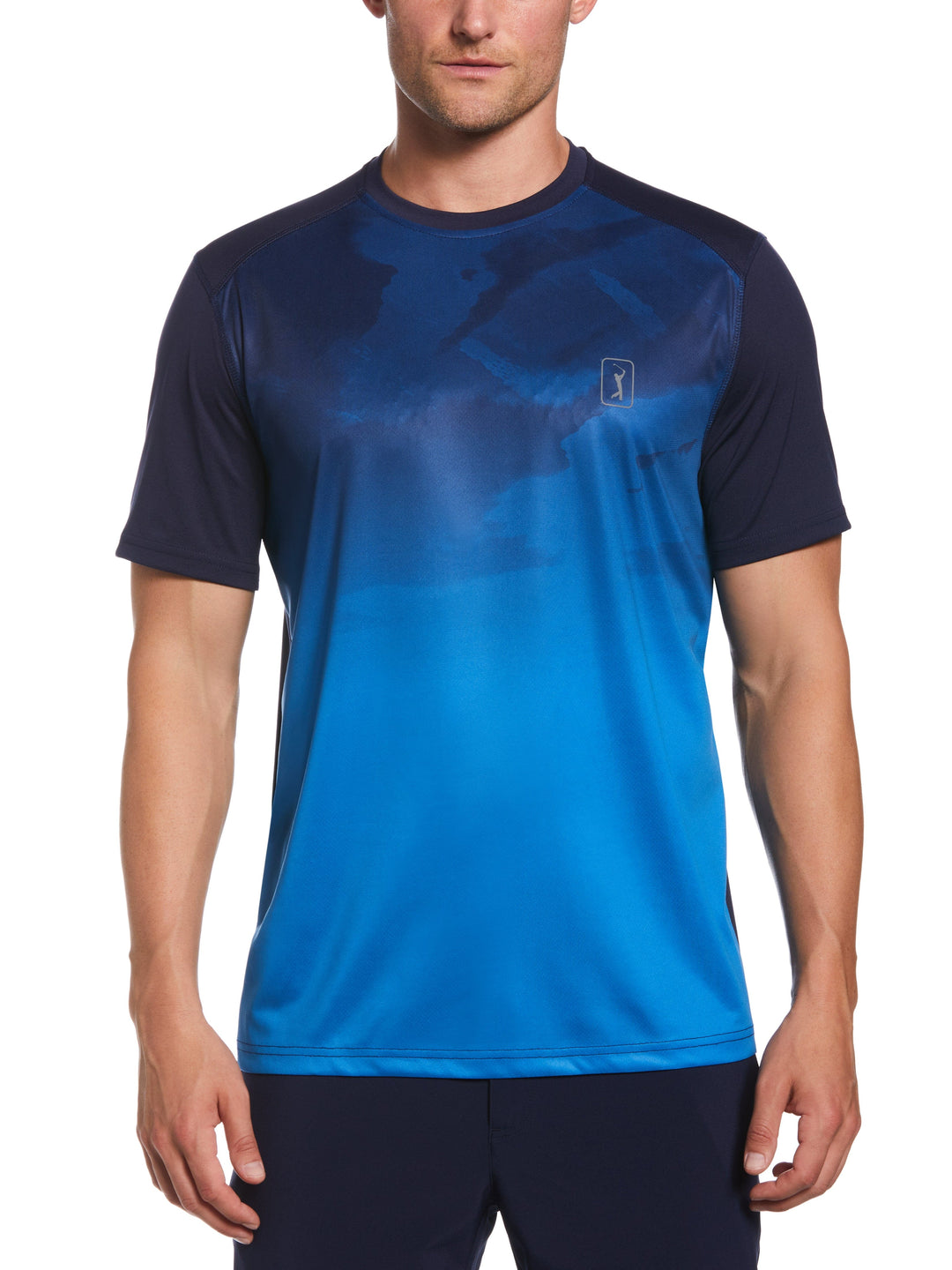 Men's Printed Panel Crew Neck Golf Shirt