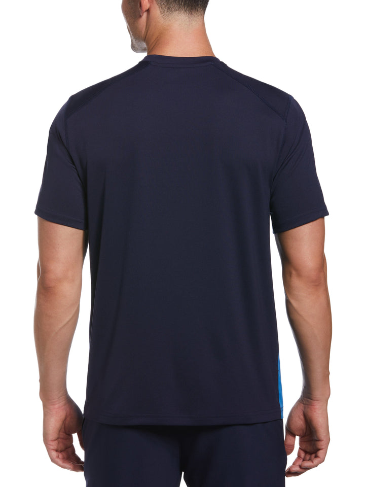 Men's Printed Panel Crew Neck Golf Shirt