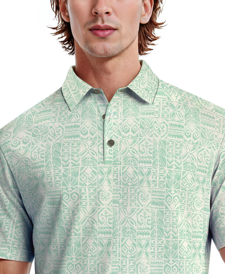 Men's Short Sleeve Printed Polo (Aruba Blue) 