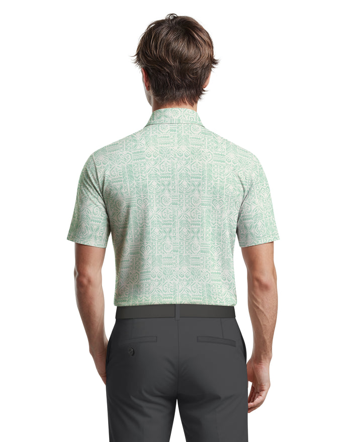 Men's Short Sleeve Printed Polo (Aruba Blue) 