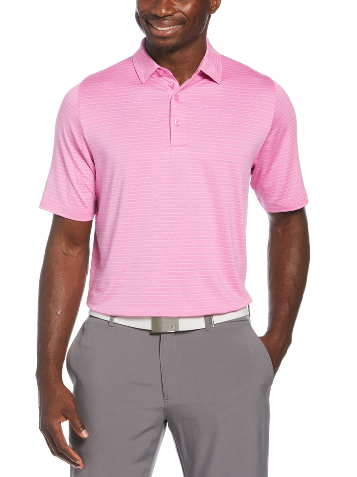 Men's Pro Spin Fine Line Golf Polo (Pink Sunset) 