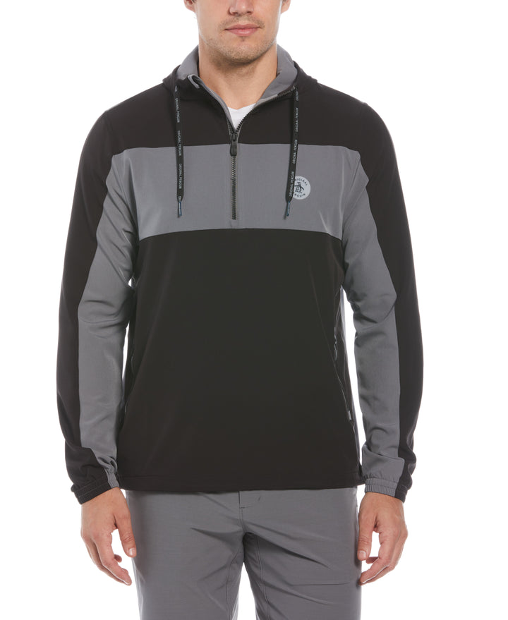 1/4 Zip Color Block Golf Windbreaker Jacket (Caviar) 