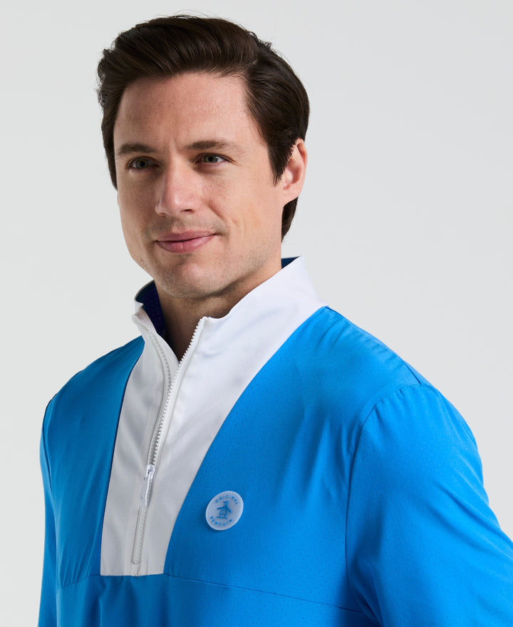 1/4 Zip Lightweight Color Block Layering Golf Shirt (French Blue) 