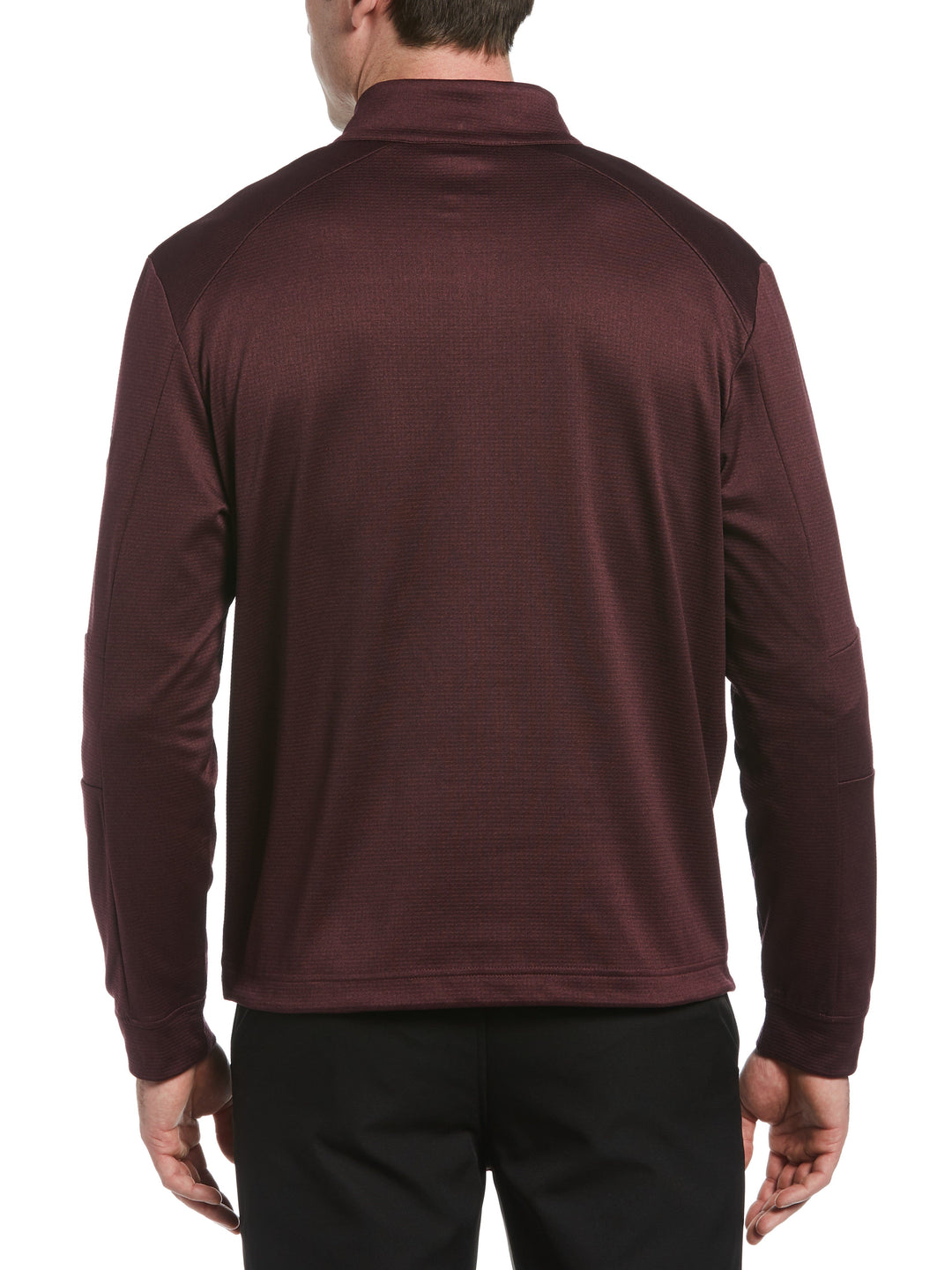 Mens 1/4 Zip Midlayer Waffle Shirt (Burgundy Heather) 
