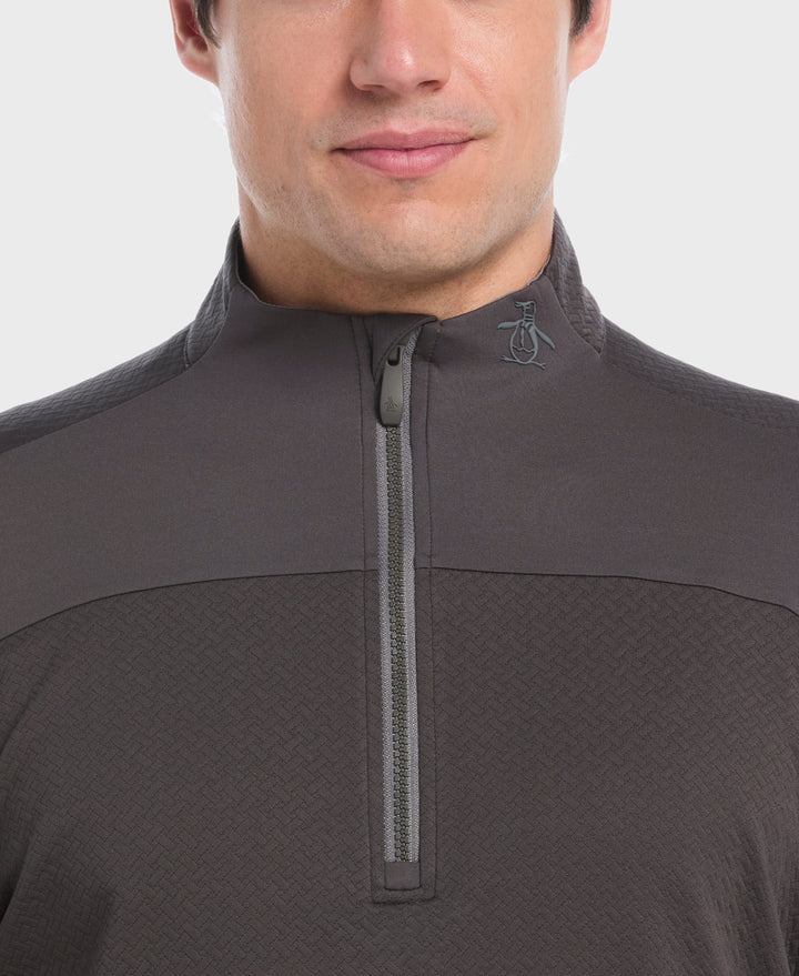 1/4 Zip Mixed Media Pullover (Asphalt) 