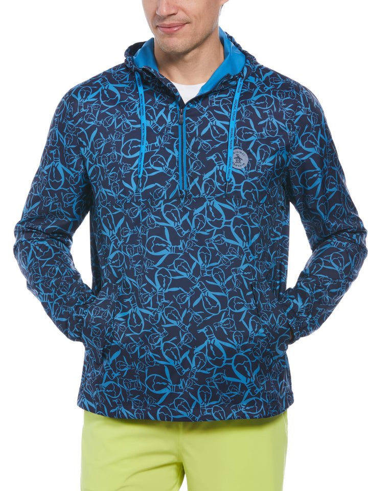Men's Quarter Zip Penguin Print Windbreaker