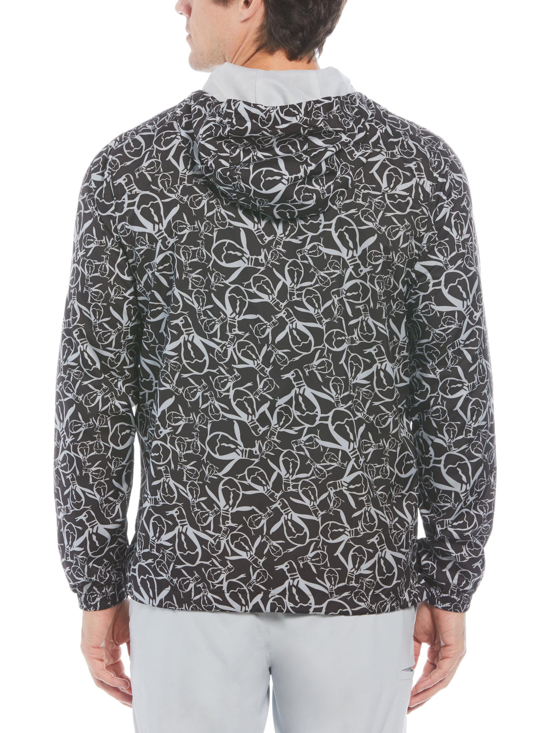 Men's Quarter Zip Penguin Print Windbreaker