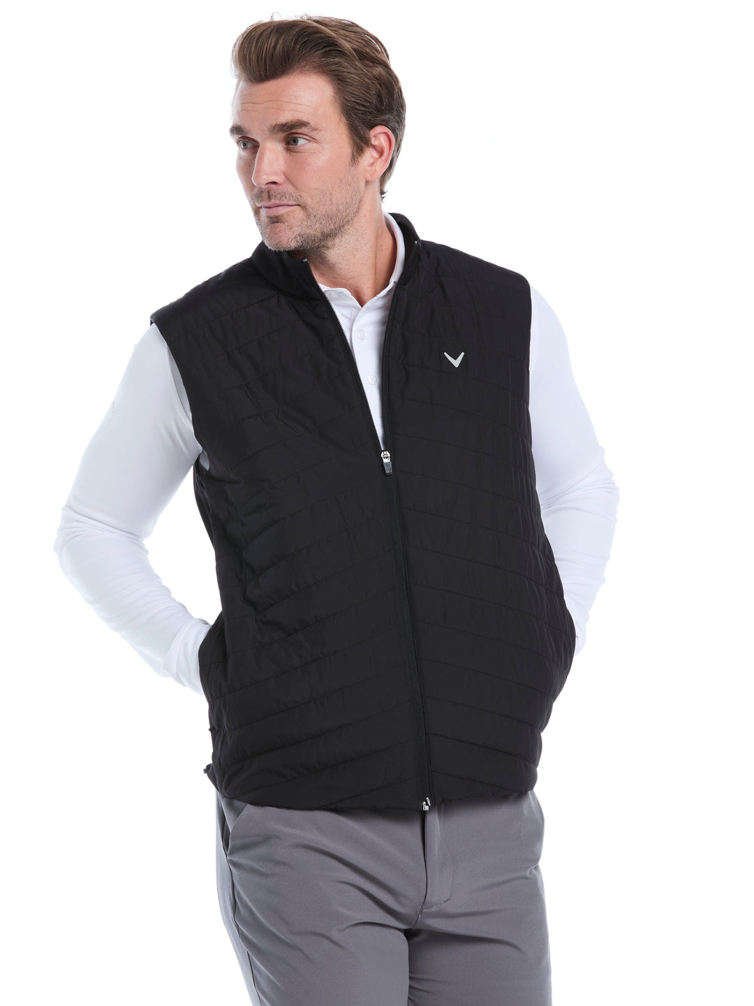 Men's Quilted Puffer Full Zip Golf Vest