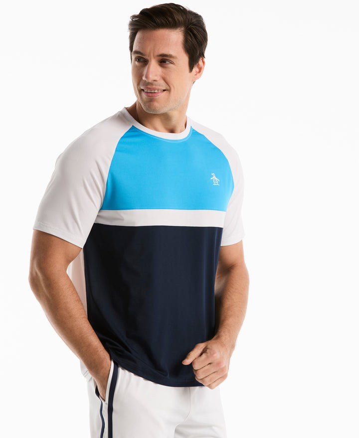 Raglan Blocked Tennis Tee (Malibu Blue) 