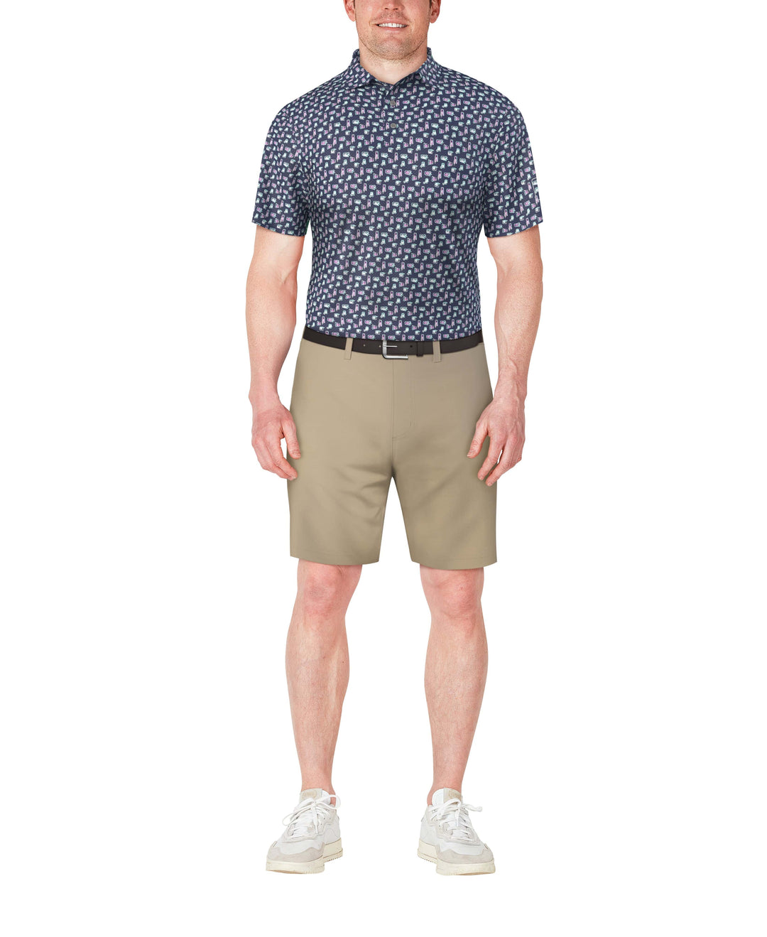 Refreshments Print Golf Polo (Blue Indigo) 