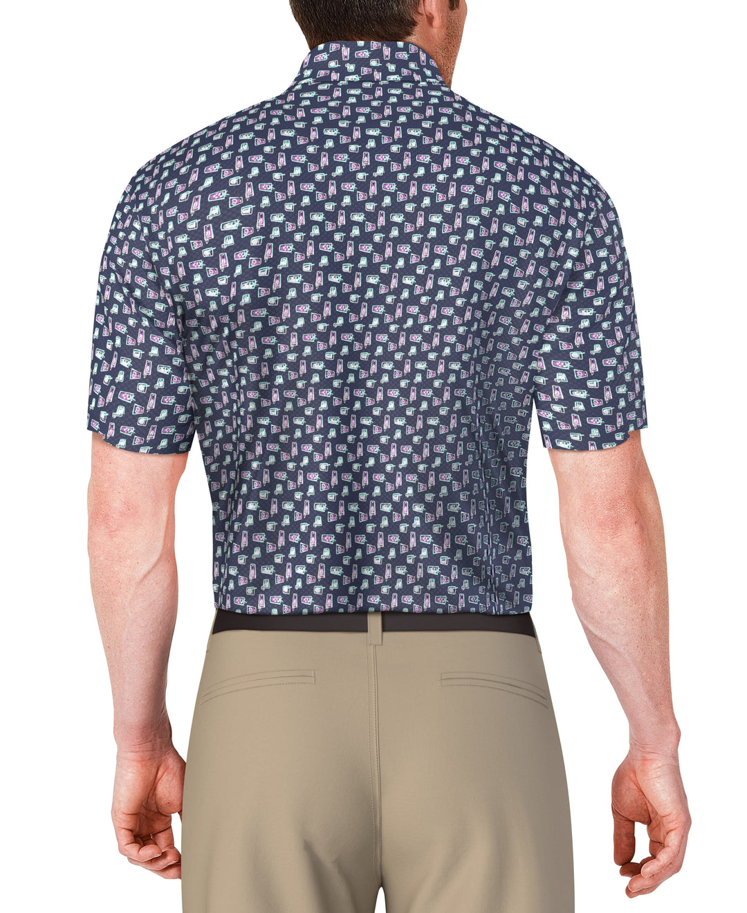 Refreshments Print Golf Polo (Blue Indigo) 