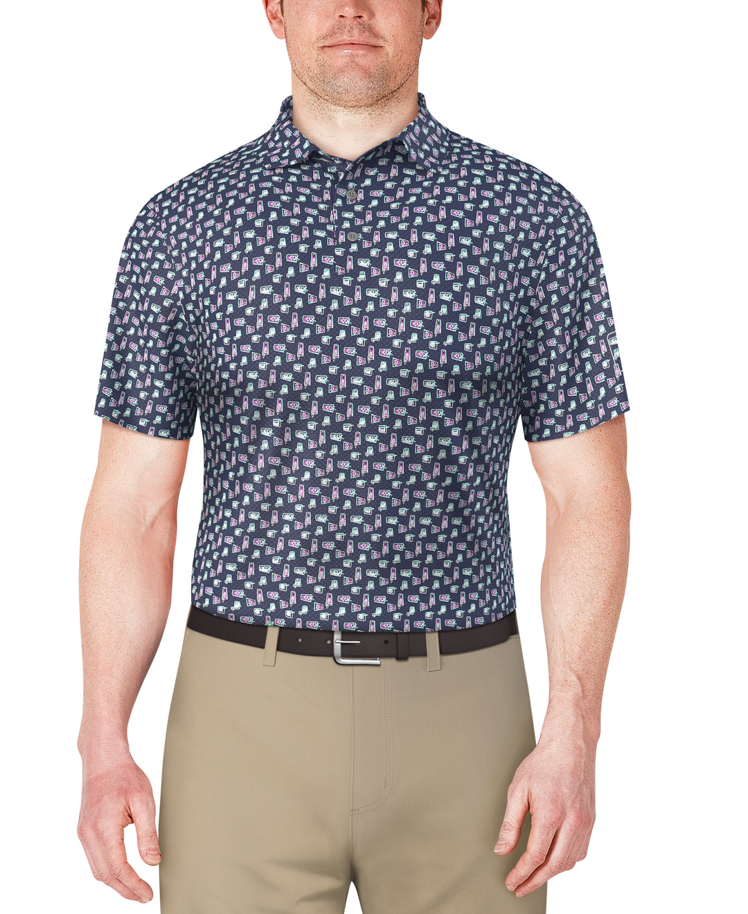 Refreshments Print Golf Polo (Blue Indigo) 