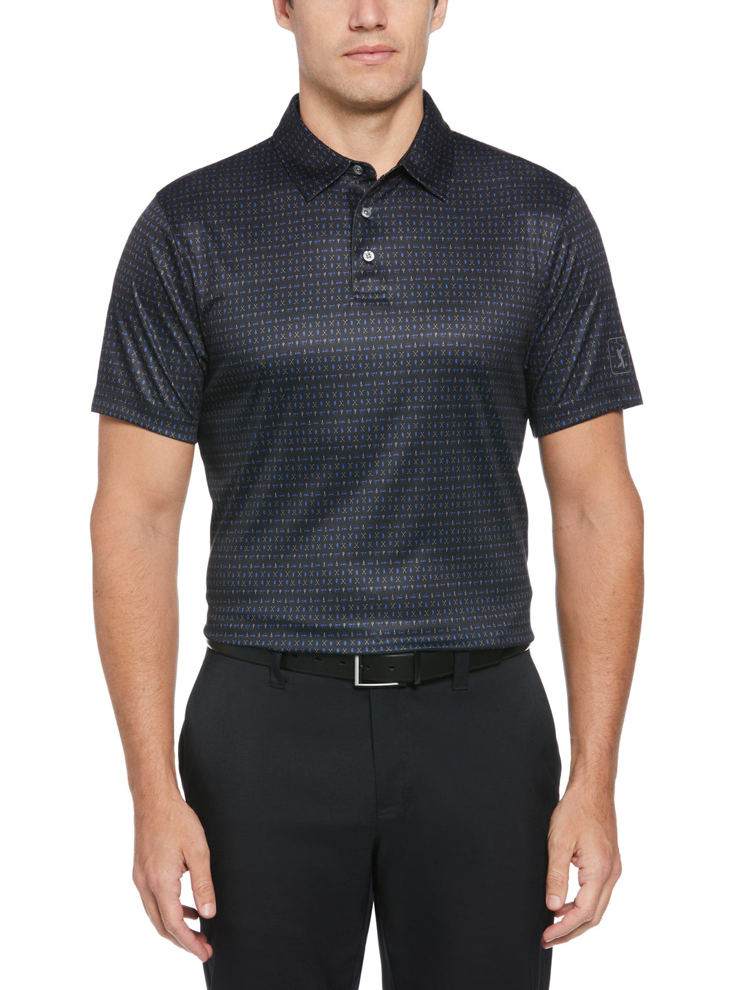 Regimental Golf Print Golf Polo (Caviar) 